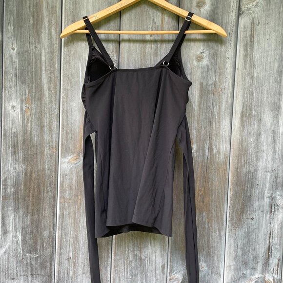 Land's End Women's Side-Tie V-Neck Wrap Adjustable Black Tankini Swimsuit Top 12 - Picture 3 of 11